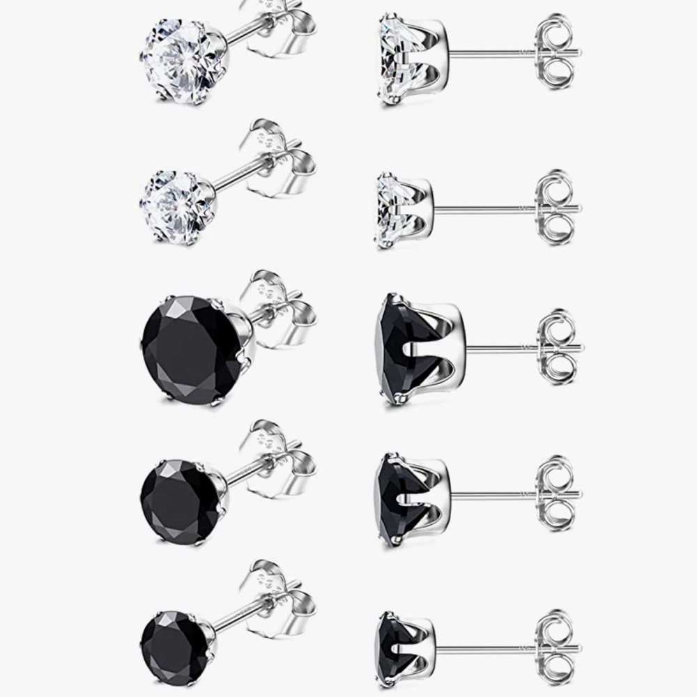 NEW 6-Pair Set of Sterling Silver Earring Studs